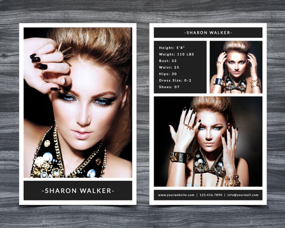 Model Comp Card Template for Photoshop  . X