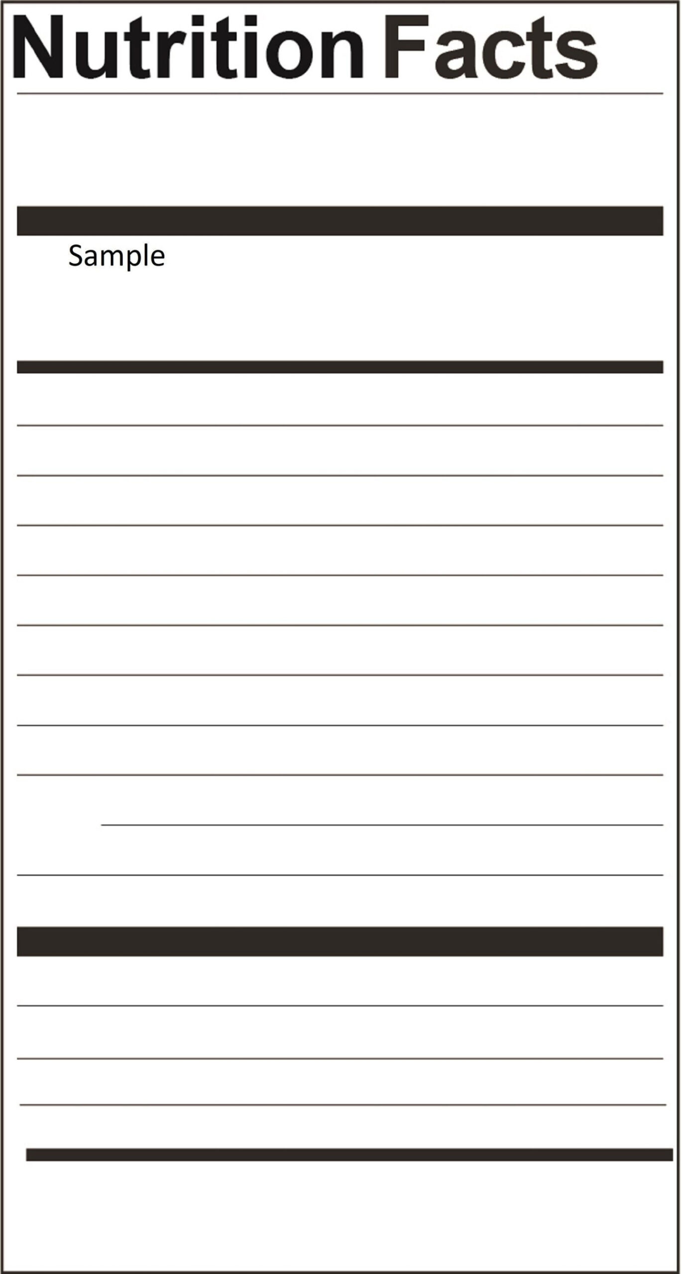 Nutrition Facts BLANK Template Standard Format for Food Packaging