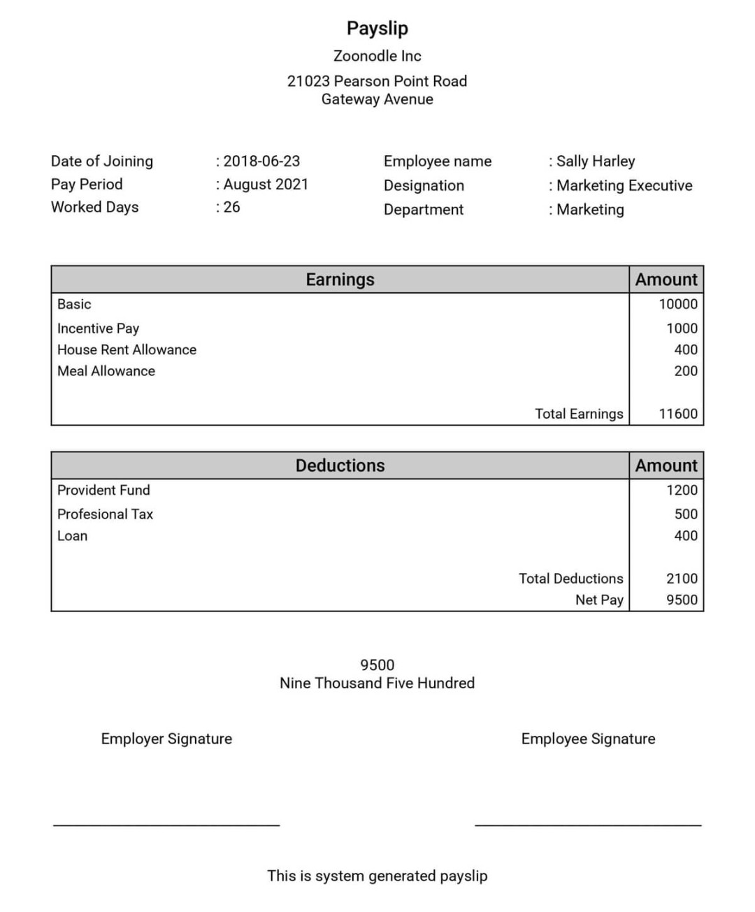 Payslip Sample Template  Paysliper