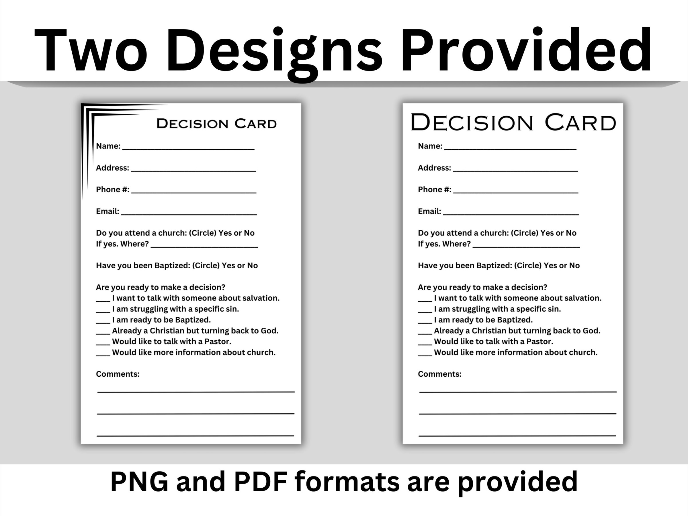 Printable Ministry Decision Card - Etsy