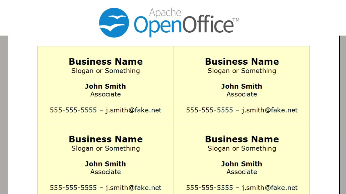 Printing Business Cards in OpenOffice Writer