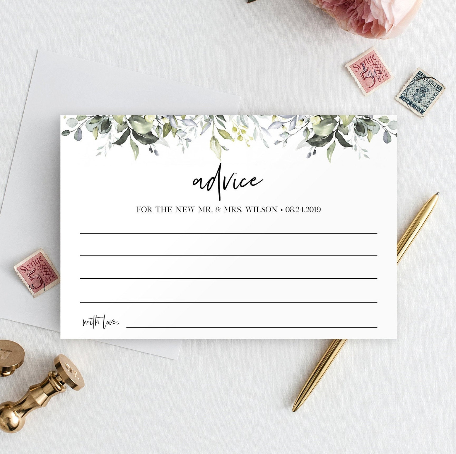 Wedding Advice Card Template, Well Wishes Printable, Editable