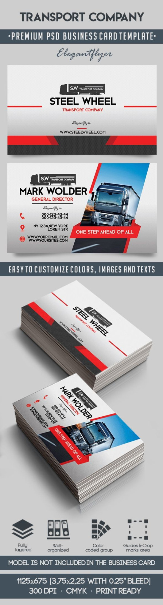 White Creative Transport Company Premium Business Card Template