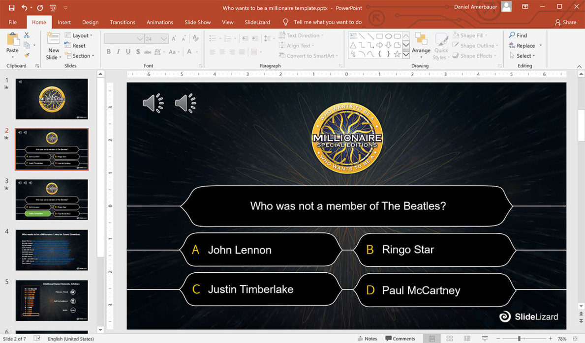 Who Wants to be a Millionaire PowerPoint Template  SlideLizard®