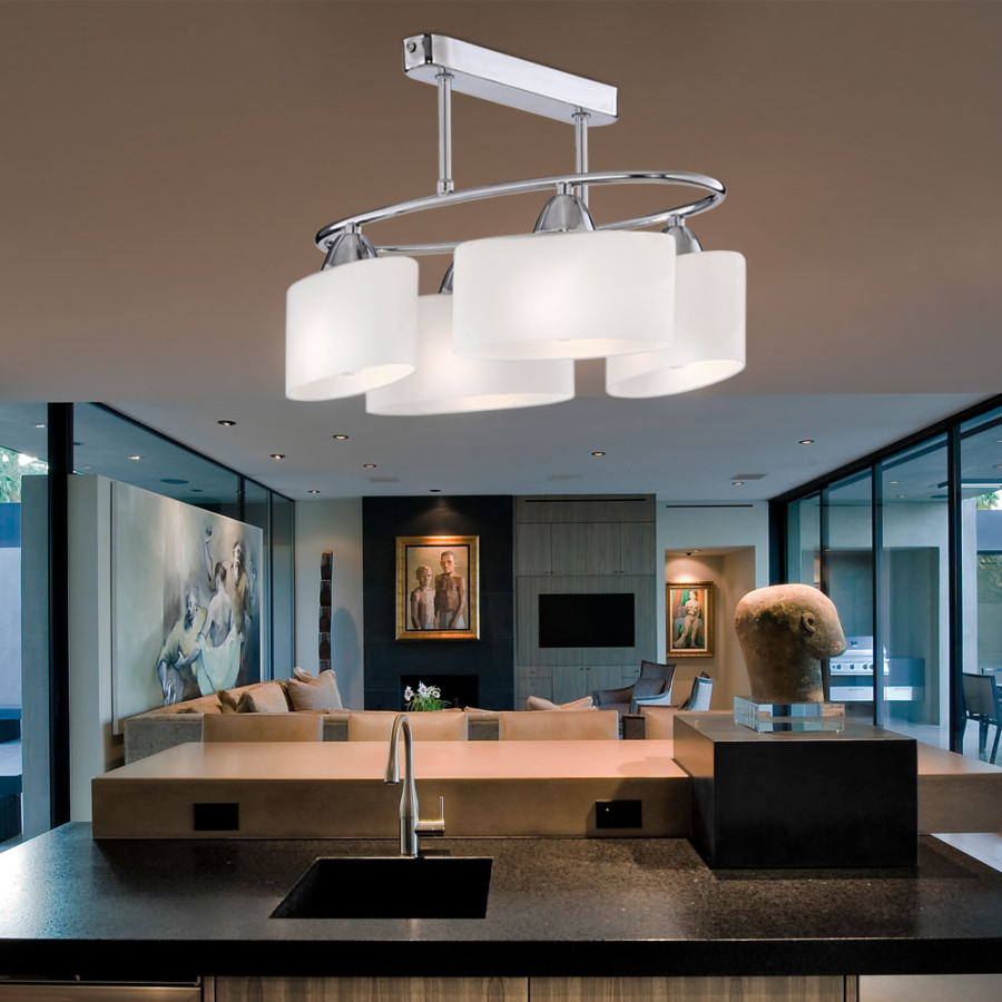 LED Deckenleuchte aus Chrom und satiniertem Glas OVALE LED Deckenleuchte aus Chrom und satiniertem Glas OVALE