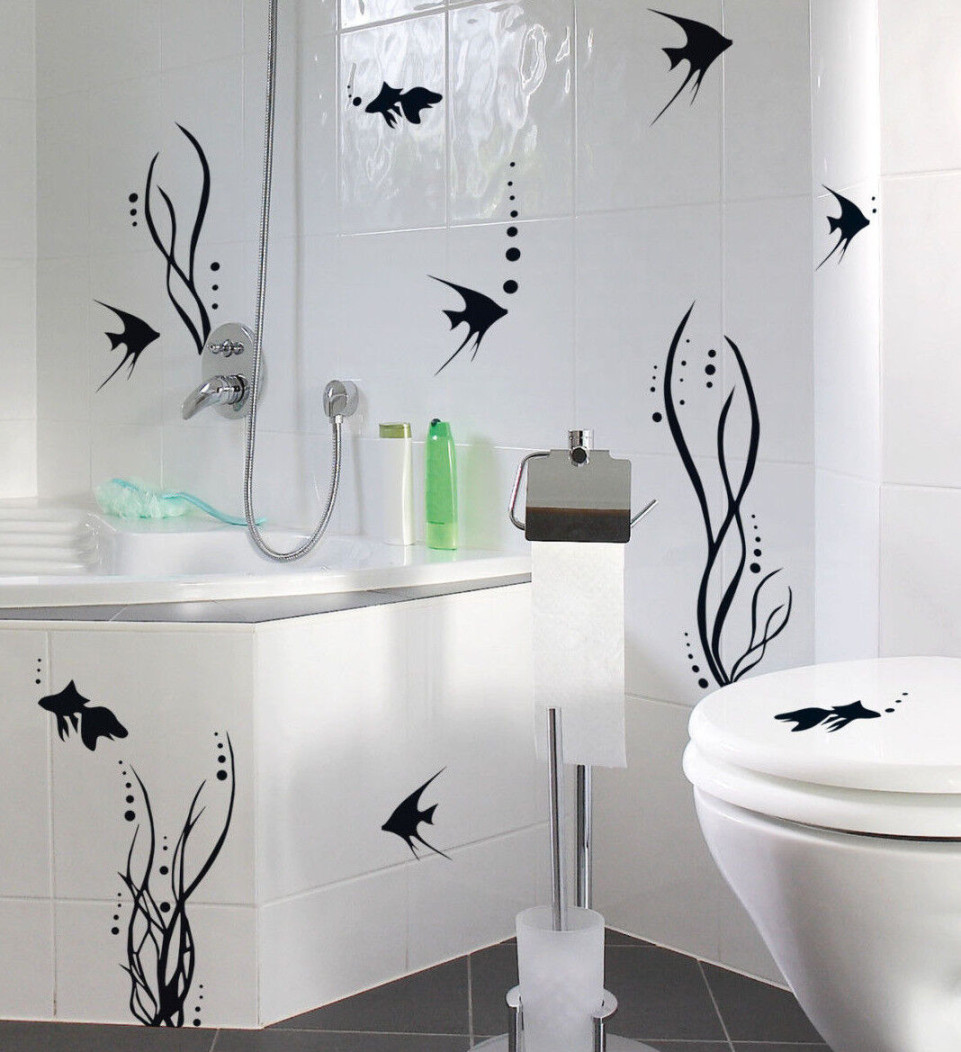 x Bad Deko Set FISCHWELT 8 Aufkleber Fische Fliesen Wandtattoo Sticker WC x Bad Deko Set FISCHWELT 8 Aufkleber Fische Fliesen Wandtattoo Sticker WC